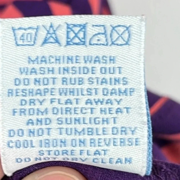 Boden Women's US 10 Purple Orange Leaf Print Quarter Sleeve Elastic Waist Dress - Picture 9 of 10